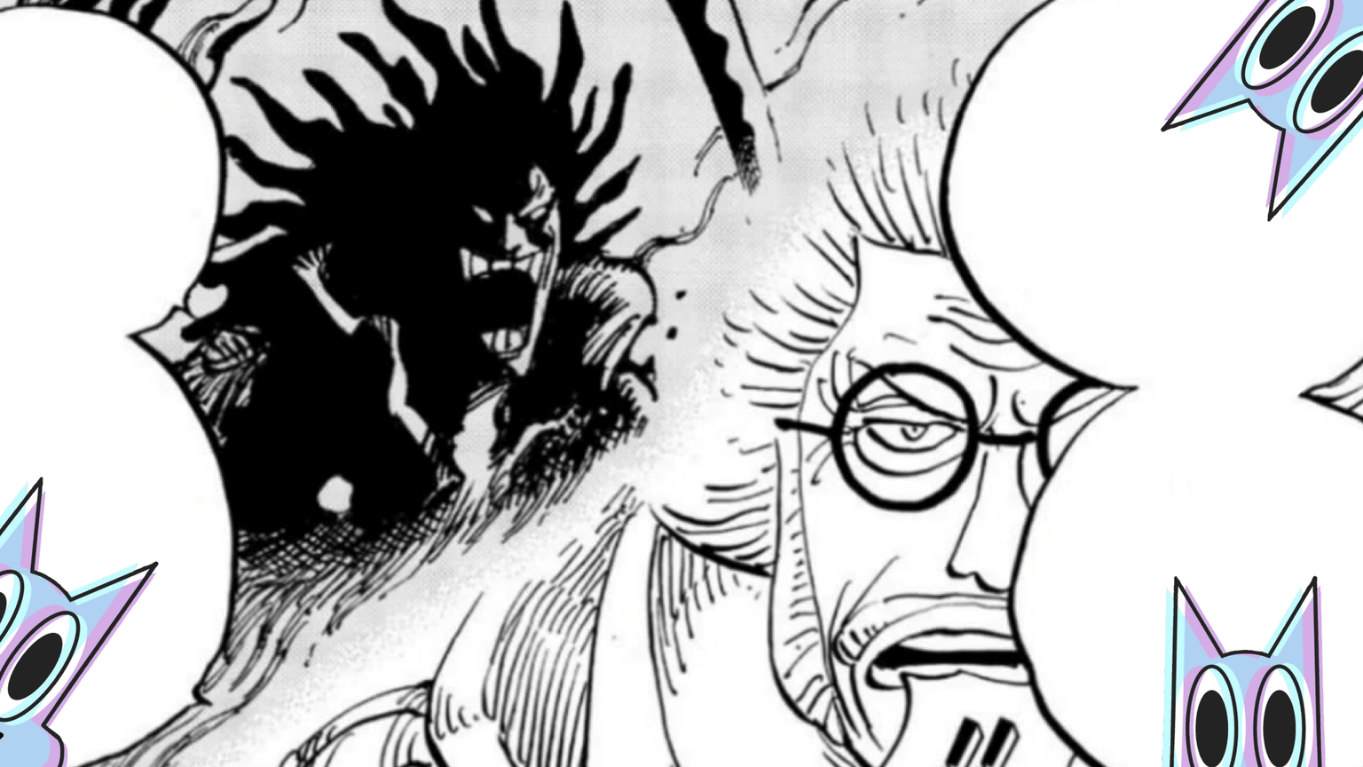 Silhueta misteriosa de Rocks D. Xebec com Silvers Rayleigh contanto quem era Xebec e servindo de spoilers do capítulo 1154.