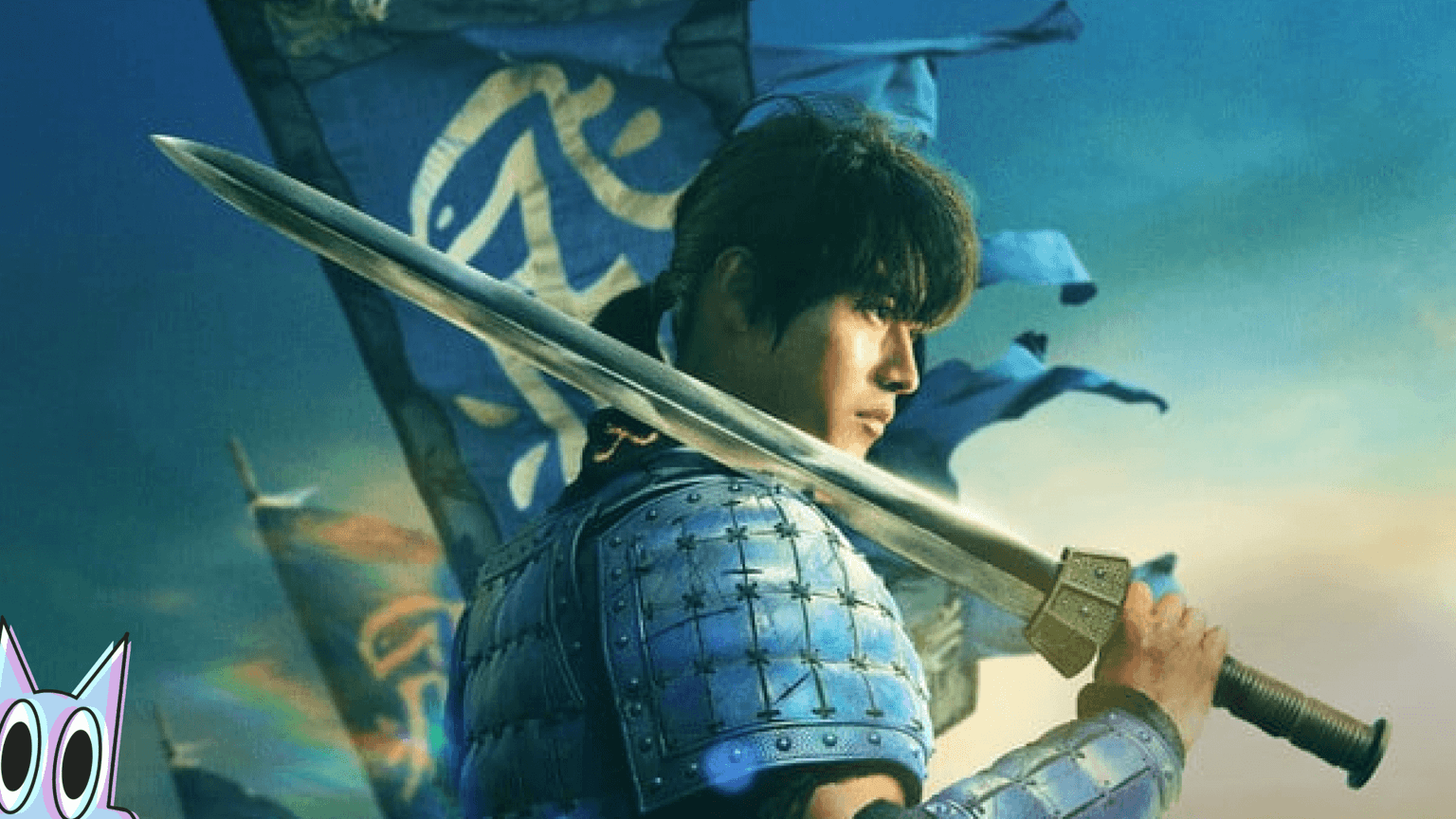 Kento Yamazaki como Shin no pôster de anúncio do 5º filme live-action de Kingdom, com exércitos ao fundo.