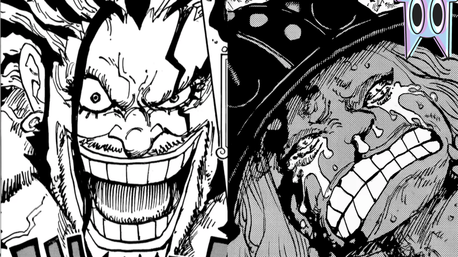 Rosto de Rocks D. Xebec e Loki em destaque, representando as revelações do capítulo 1154 de One Piece.