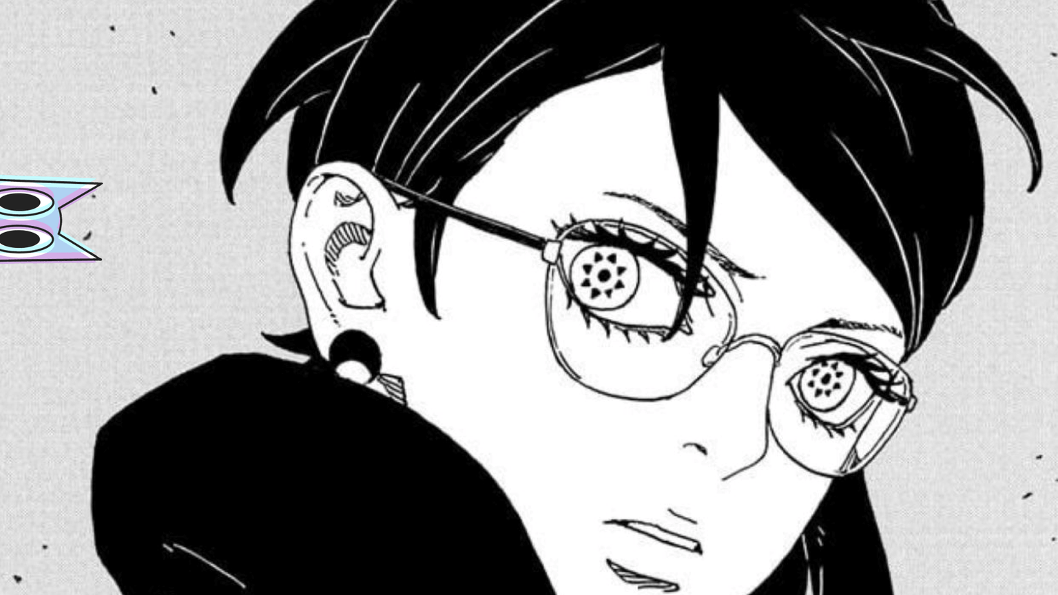 Sarada Uchiha ativando seu Mangekyou Sharingan em formato de sol