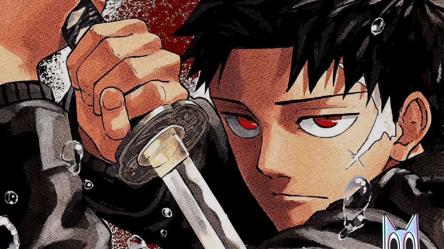 Chihiro Rokuhira empunhando sua Lâmina Encantada em uma cena de ação do mangá Kagurabachi.