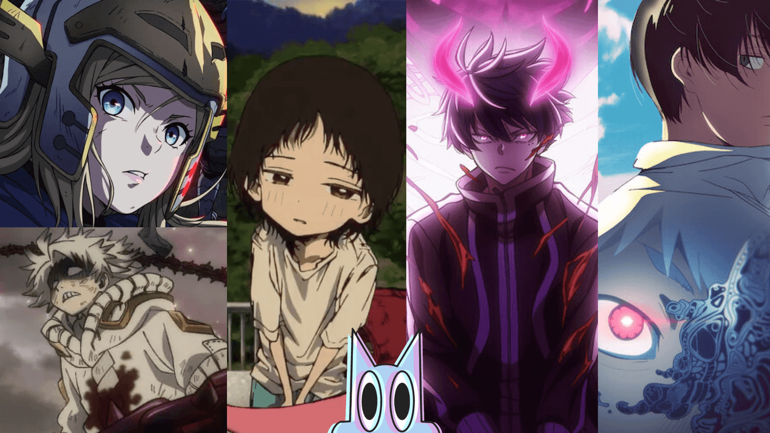 Montagem com alguns pôsteres dos principais animes estreantes da temporada, como Takopis Original Sin, Clevatess, Gachiakuta, The Summer Hikaru Died e Tougen Anki.