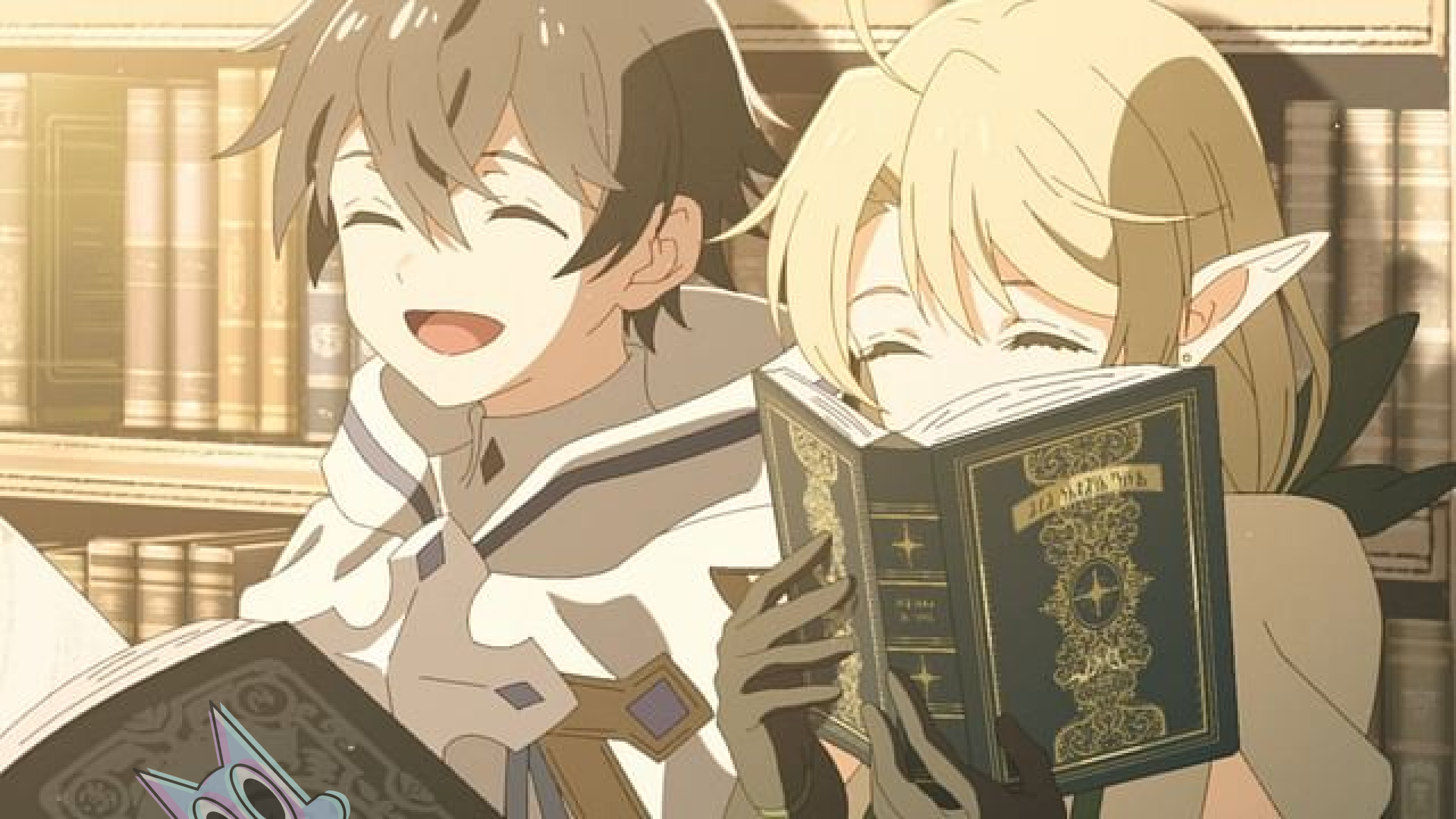 Montagem com os personagens principais de The Water Magician: Ryō Mihara, o cavaleiro Abel e a elfa Sera.