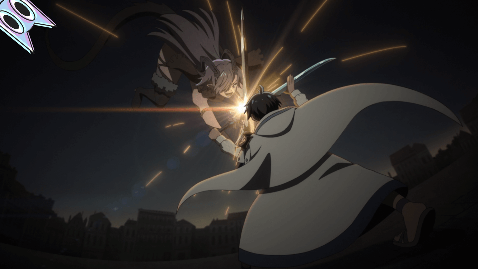 A nova vilã Leonore encarando Ryo Mihara durante o eclipse, na análise do episódio 4 de The Water Magician.