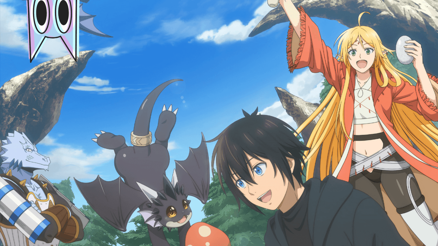 A protagonista Nema cercada por criaturas fofas e fantásticas, incluindo um tigre branco, na arte promocional de A Gatherer's Adventure in Isekai.