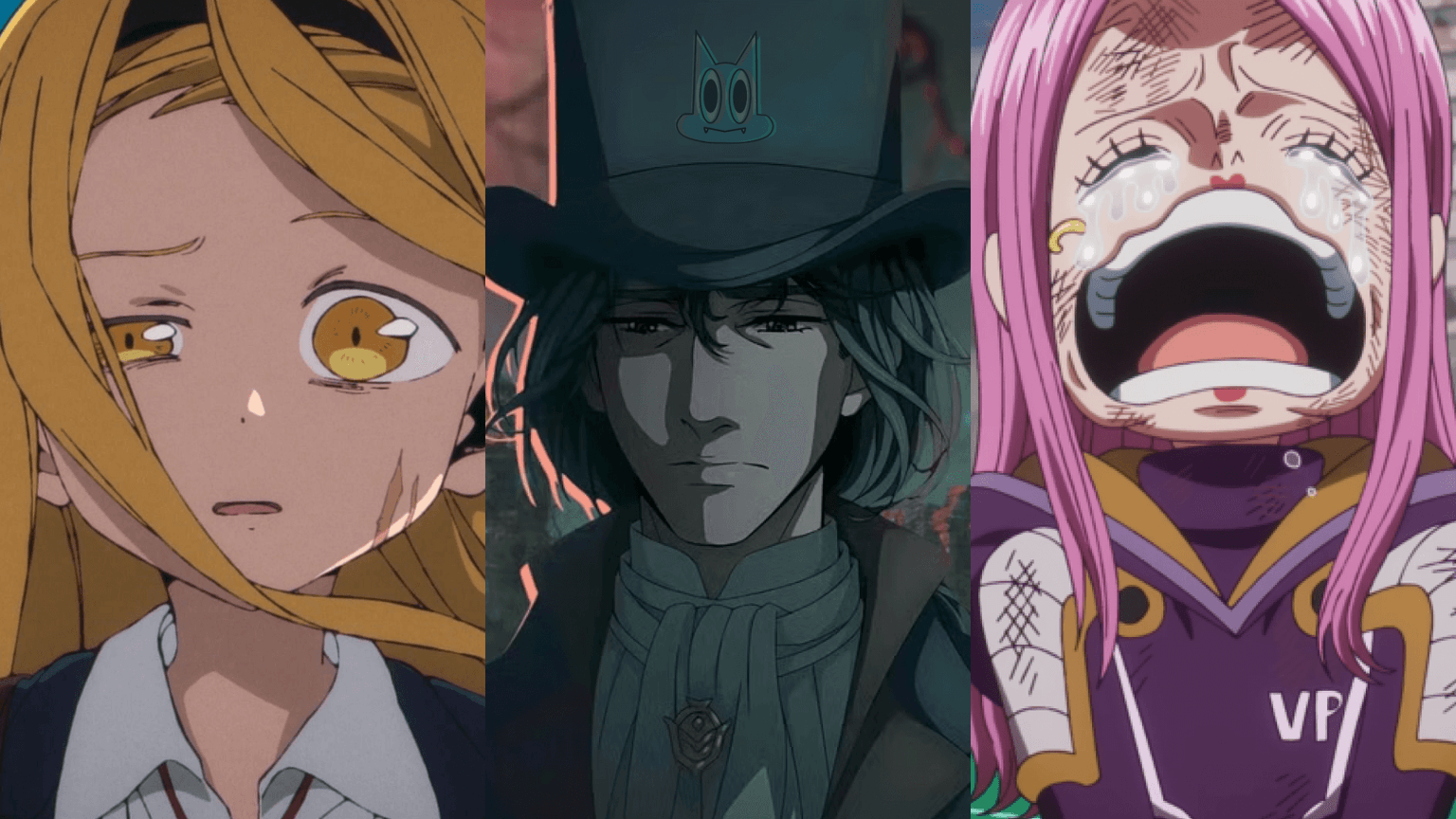 Montagem os personagens Marina Mochizuki, Klein Moretti e Jewelry Bonney, ilustrando os melhores episódios da quarta semana de Julho de 2025