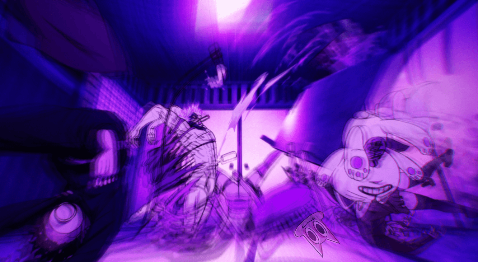 Jiji explodindo a sala, tomado pelo Evil Eye, no final do episódio 5 da segunda temporada.