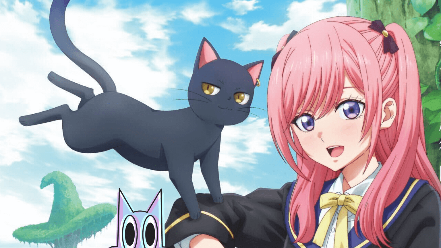Spica e Claude, os protagonistas de The Classroom of a Black Cat and a Witch, em uma cena do primeiro trailer do anime.