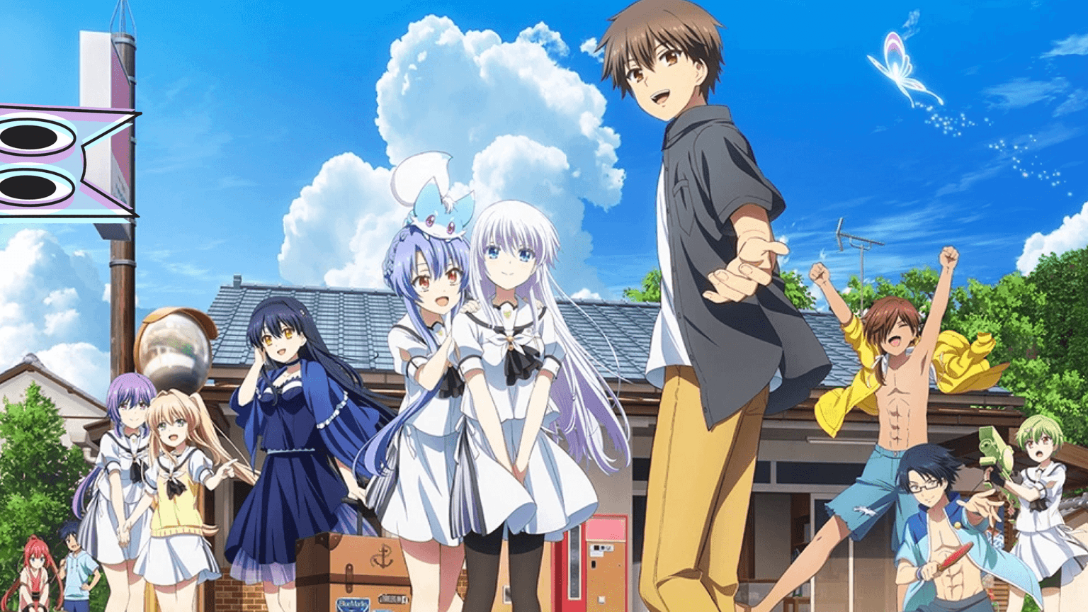 As heroínas de Summer Pockets em uma cena emocionante na praia.