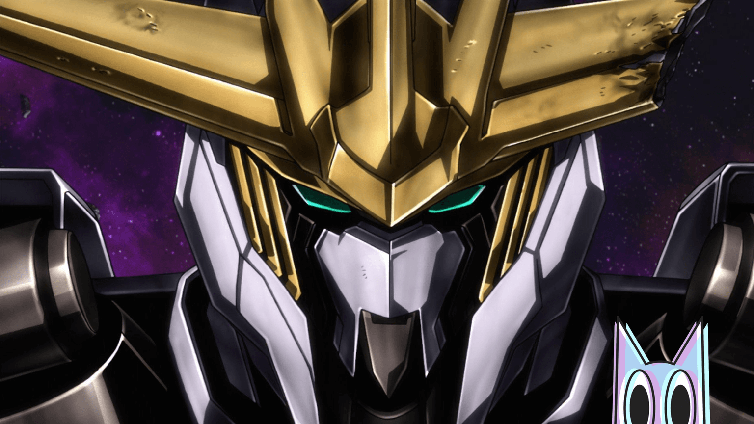 O Gundam Hajiroboshi em destaque no pôster oficial do anime Mobile Suit Gundam: Iron-Blooded Orphans Urdr-Hunt.