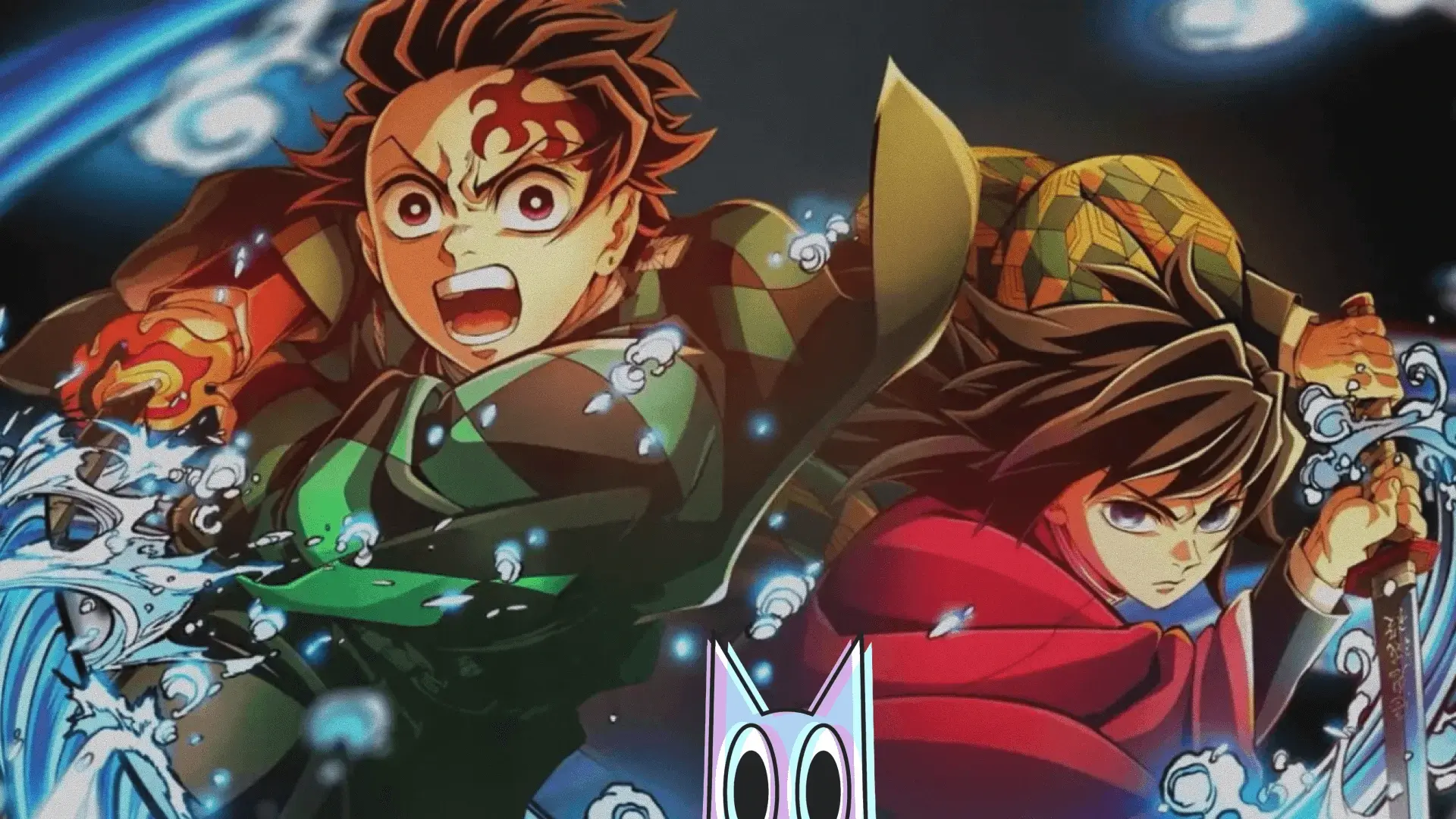 Tanjiro Kamado em uma cena de batalha épica do filme de Demon Slayer: Arco do Castelo Infinito, comemorando o recorde de bilheteria.