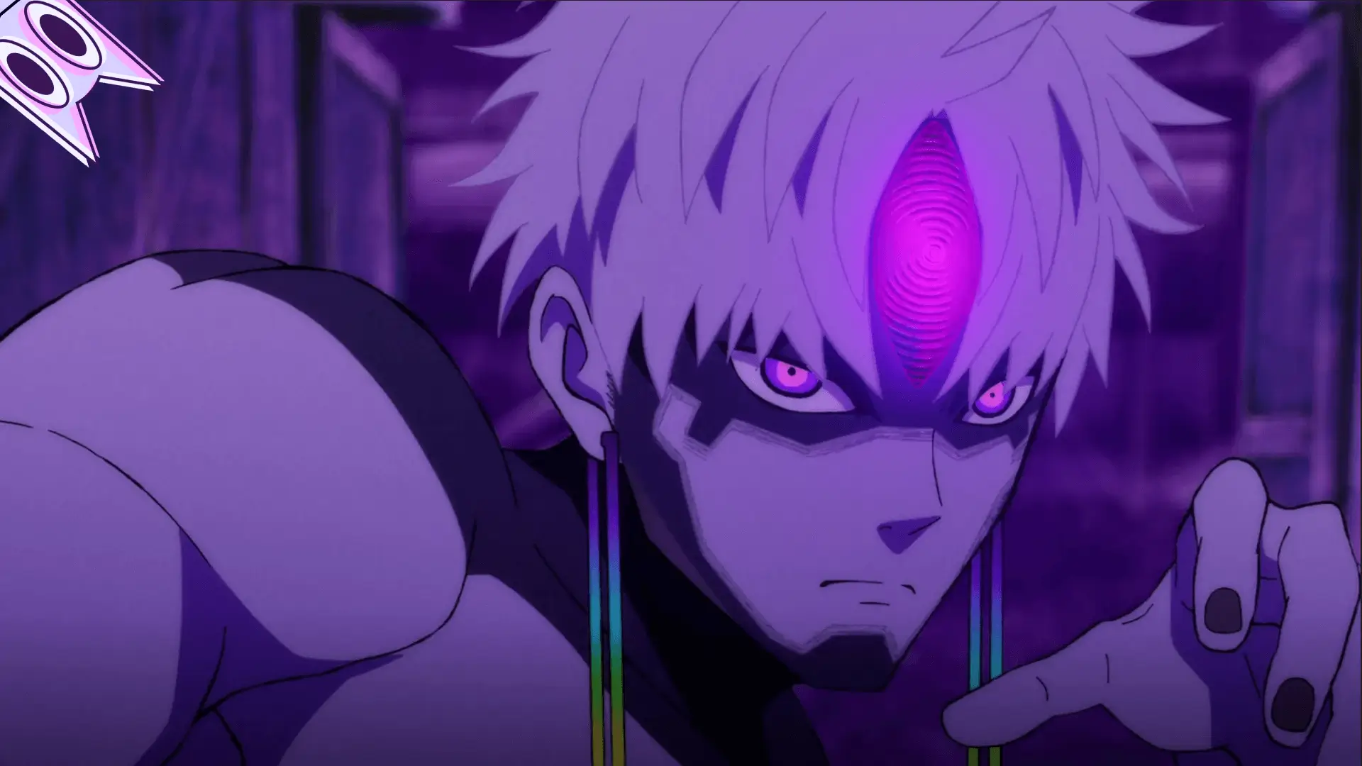 O personagem Jiji possuído pelo Evil Eye, com um terceiro olho na testa, em um guia sobre o antagonista de Dandadan.