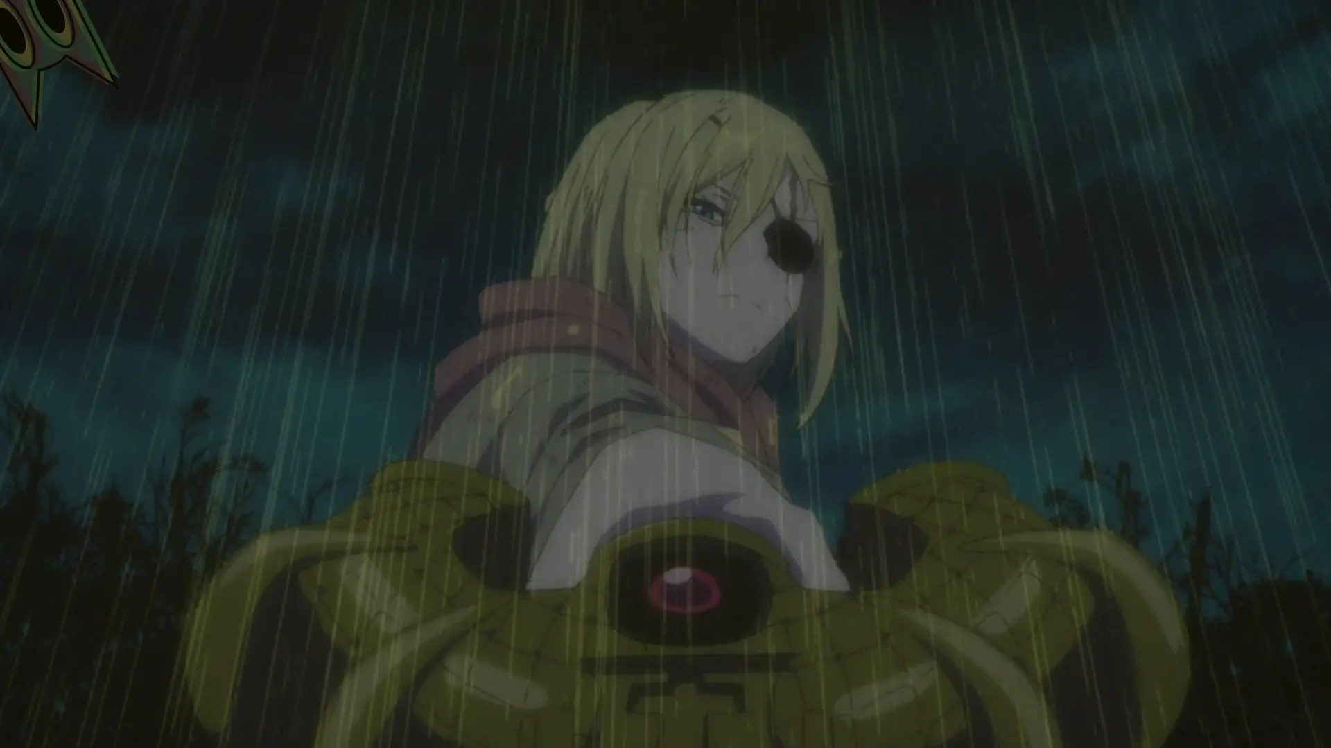 Alicia empunhando a espada Takiwari, rendendo o mago Neynard Swan, na análise do episódio 8.