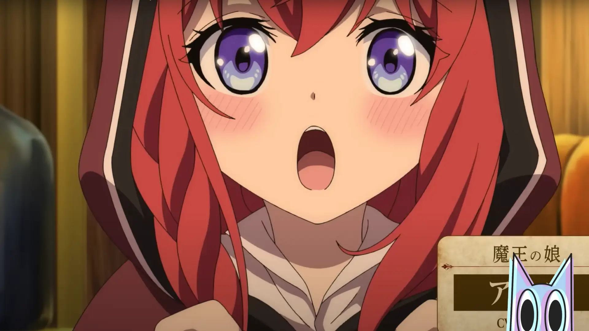 O aldeão Kageto em um vilarejo tranquilo, com as sombras de um herói e um rei demônio ao fundo, no pôster de The Villager of Level 999.