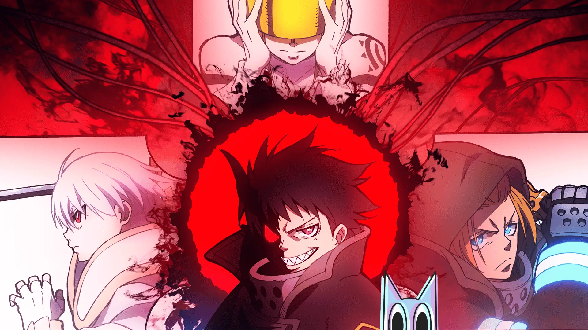 Shinra Kusakabe em chamas, em destaque no novo teaser visual da parte final da 3ª temporada de Fire Force.