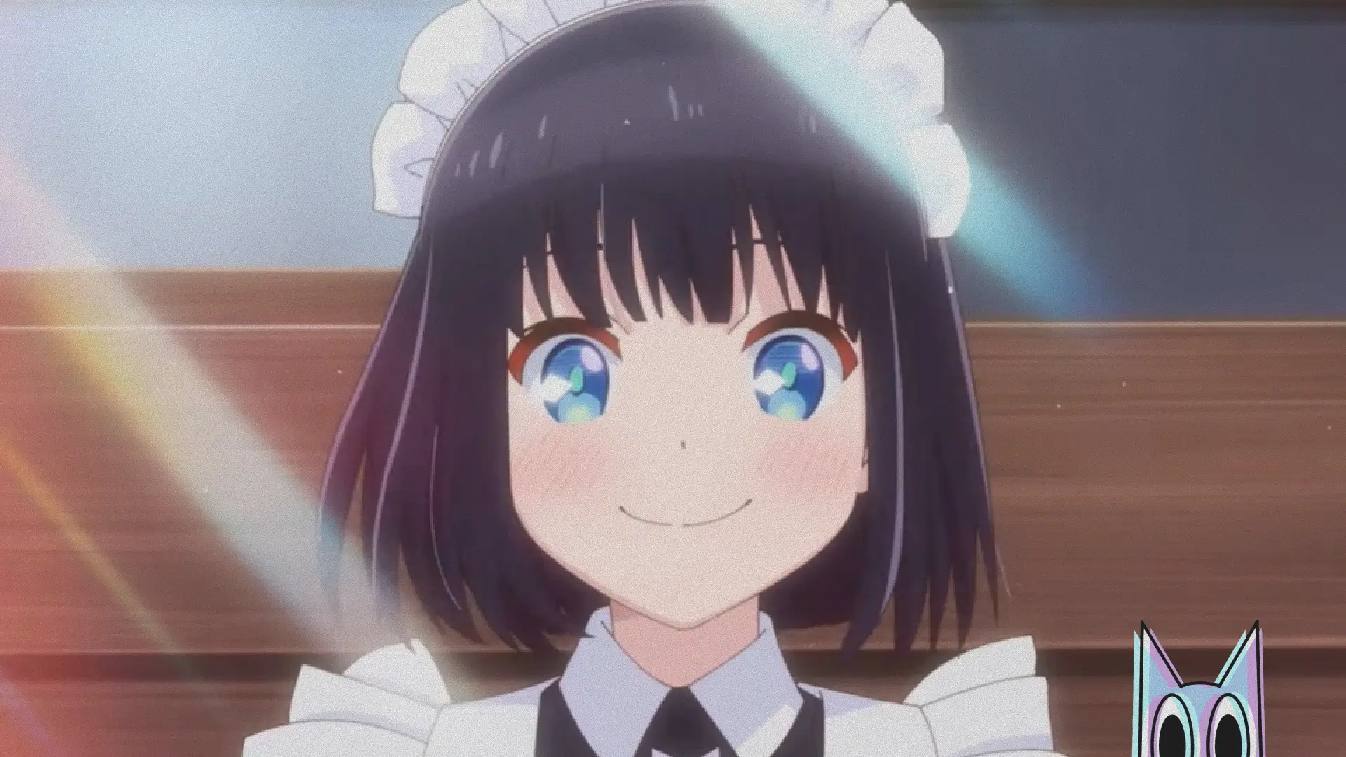 A empregada Suzume oferecendo um prato delicioso, no pôster de anúncio do anime The Food Diary of Miss Maid.