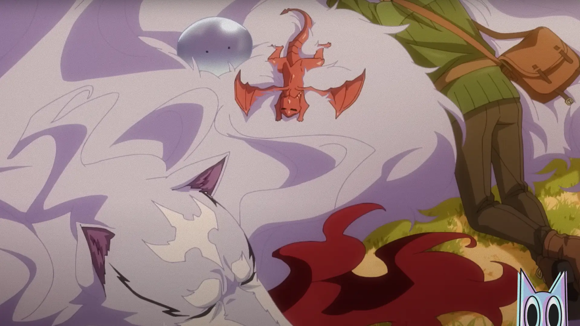 Mukoda, Fel e Sui reunidos em frente a uma fogueira, no pôster da 2ª temporada de Campfire Cooking in Another World.