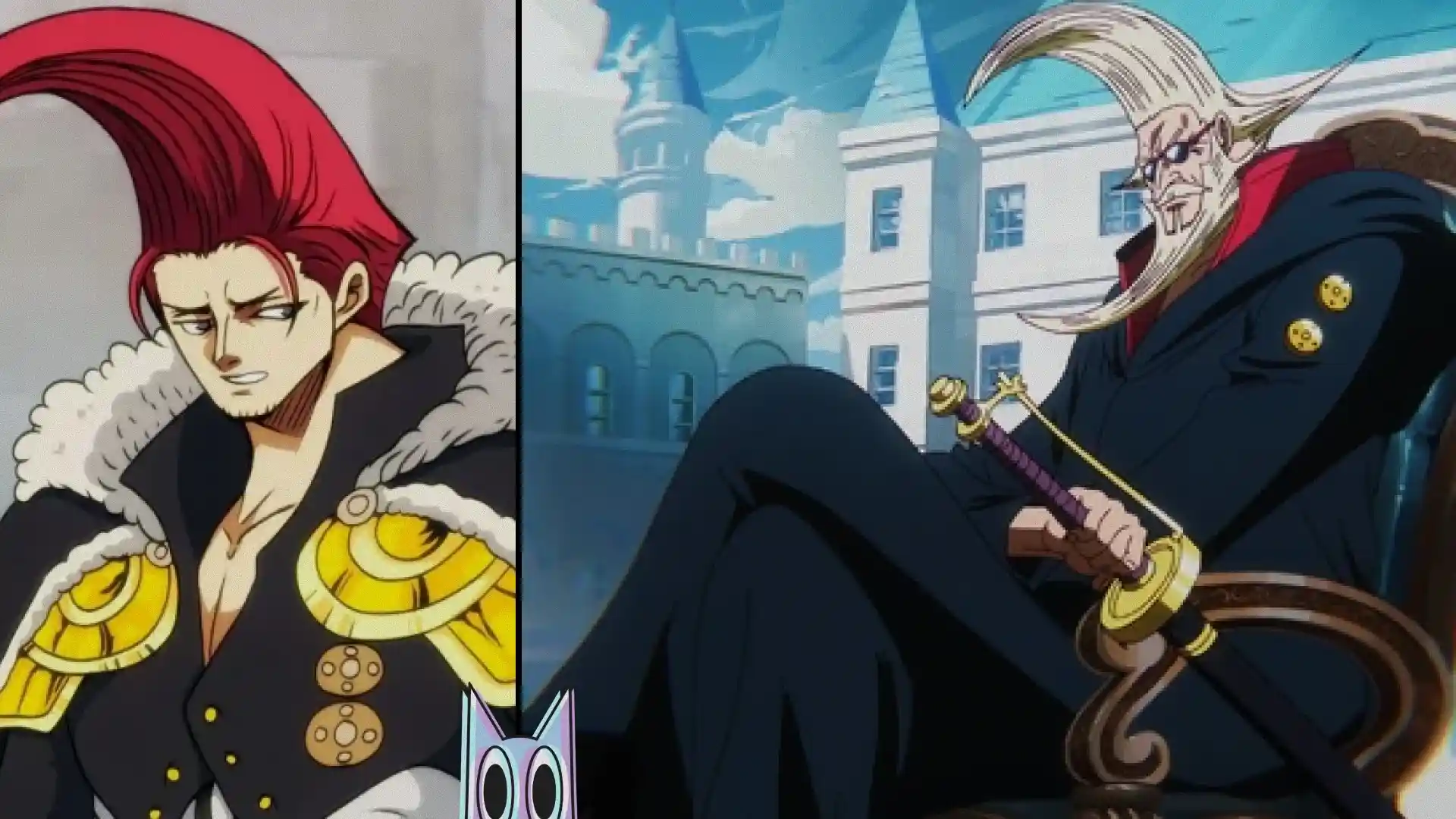 Saint Figarland Garling com seu cabelo em forma de lua crescente, em um guia sobre o pai de Shanks e novo Gorosei de One Piece.