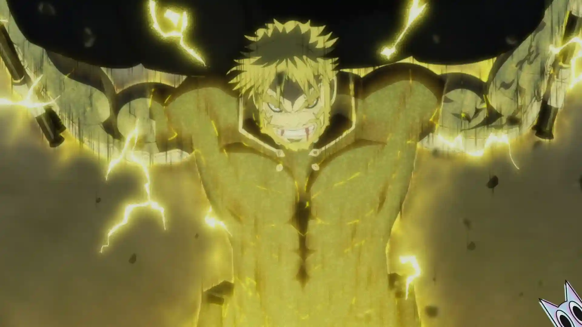 Iso Shinomiya, segurando um ataque do Kaiju No 9, nos episódios finais do anime Kaiju No. 8 destacadas.