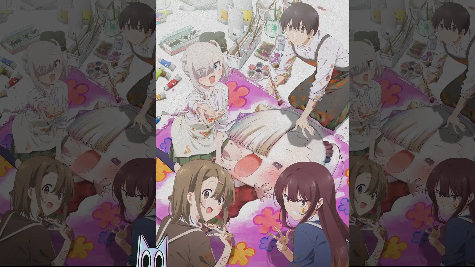 A vampira desastrada e sua amada humana em destaque no pôster oficial do anime yuri Li'l Miss Vampire Can't Suck Right.