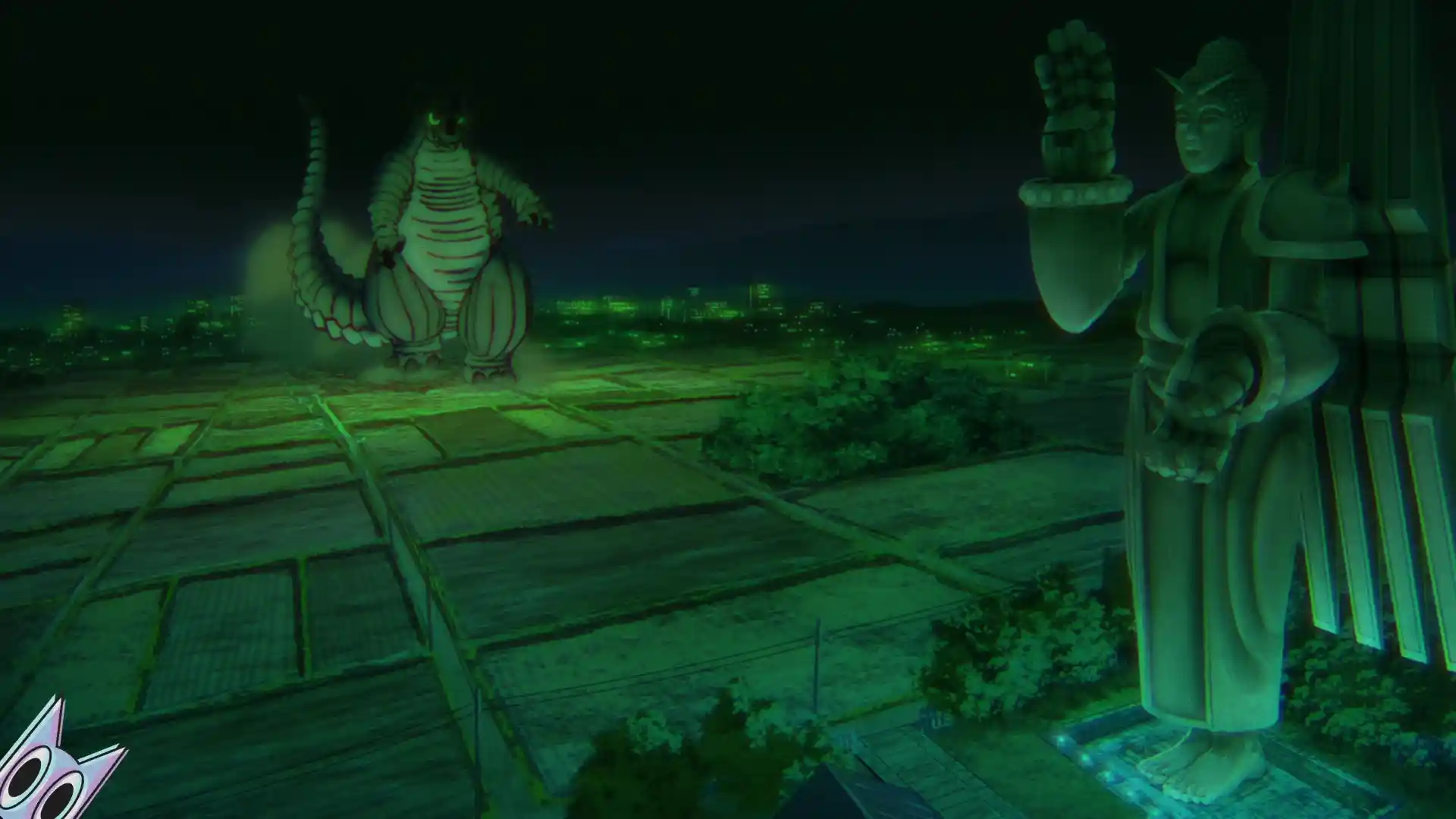 O mecha Buda Gundam se formando a partir da casa da Vovó Seiko, na análise do épico episódio 11 da 2ª temporada de Dandadan.