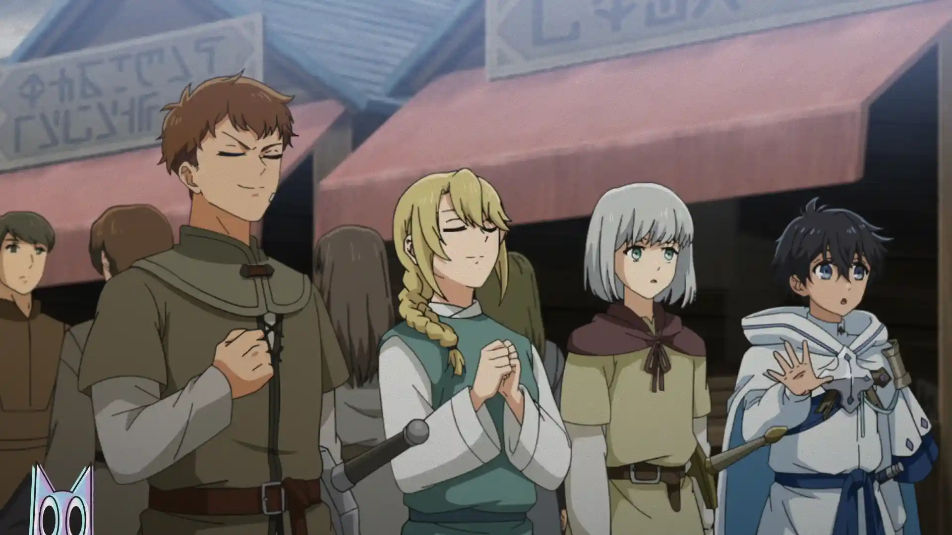 Ryo e seus amigos no festival na cidade de Whitnash, na análise do episódio 10 de The Water Magician.