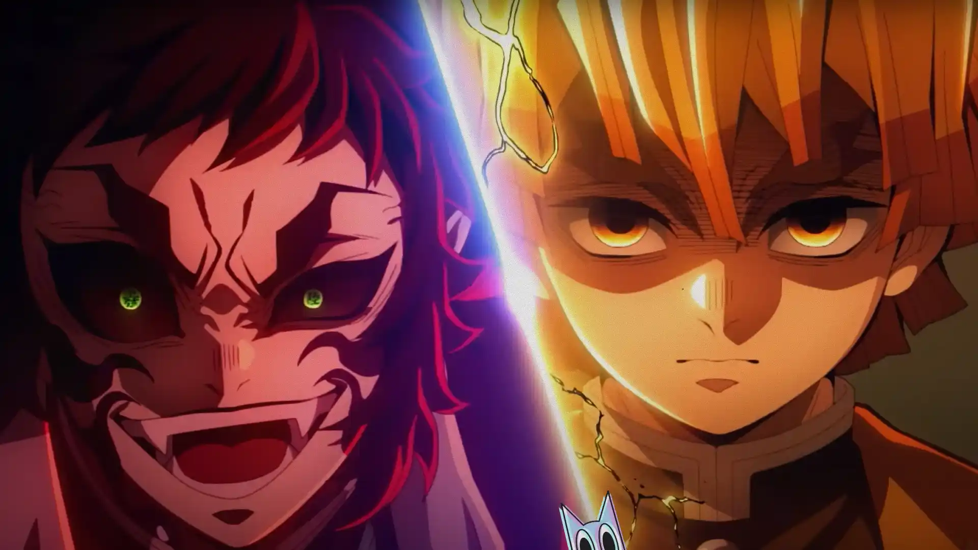 Zenitsu Agatsuma liberando sua técnica da Respiração do Trovão, em cena do novo vídeo do filme de Demon Slayer.