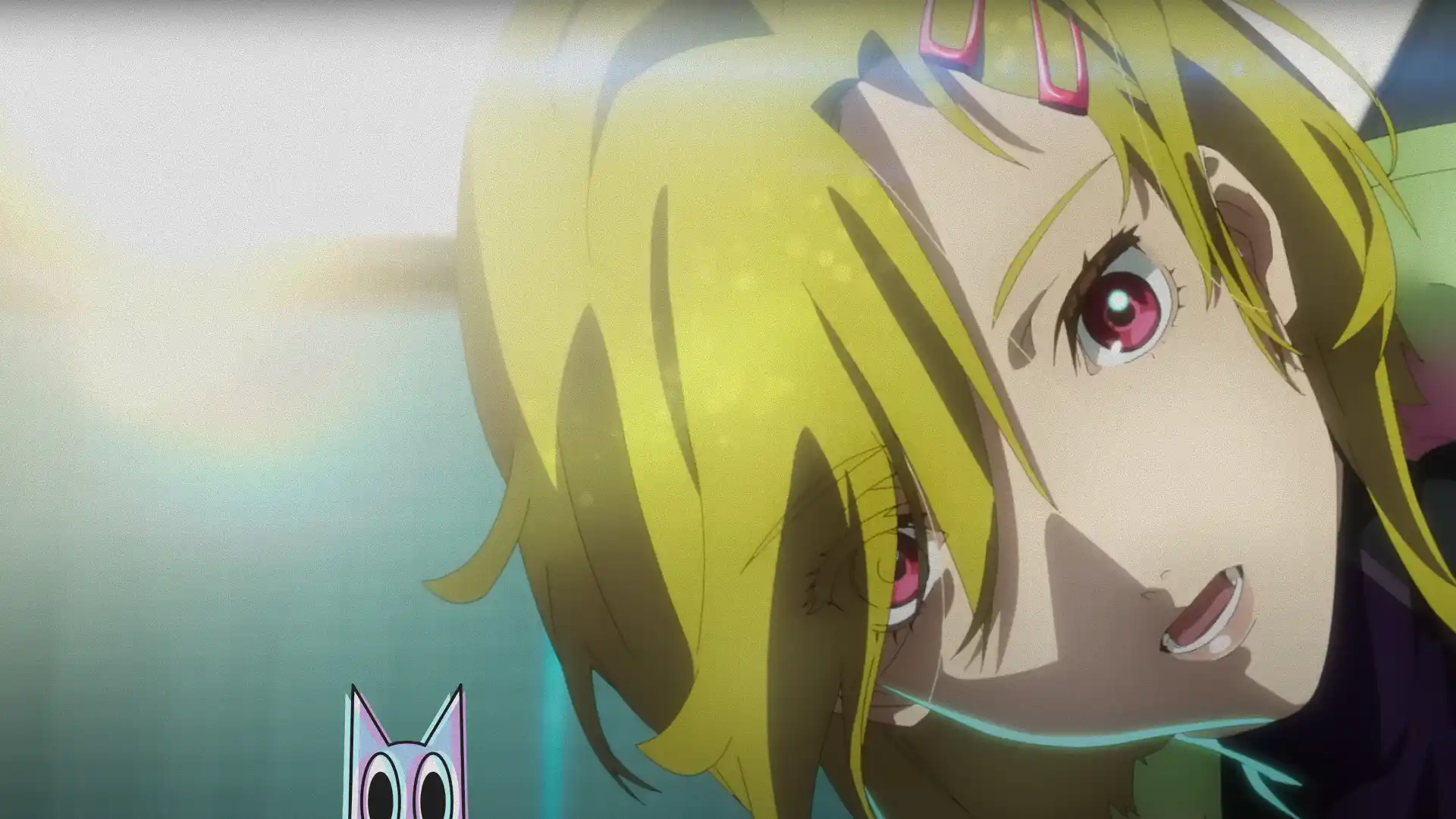 A tripulação da nave em um círculo de debate tenso, no pôster do anime de mistério Gnosia.