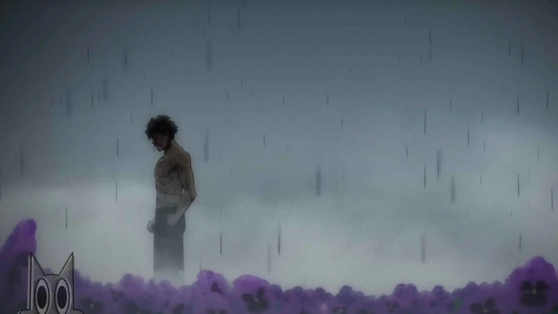 O protagonista Tojima Tanzaburou em sua pose de herói, em destaque no pôster do anime.