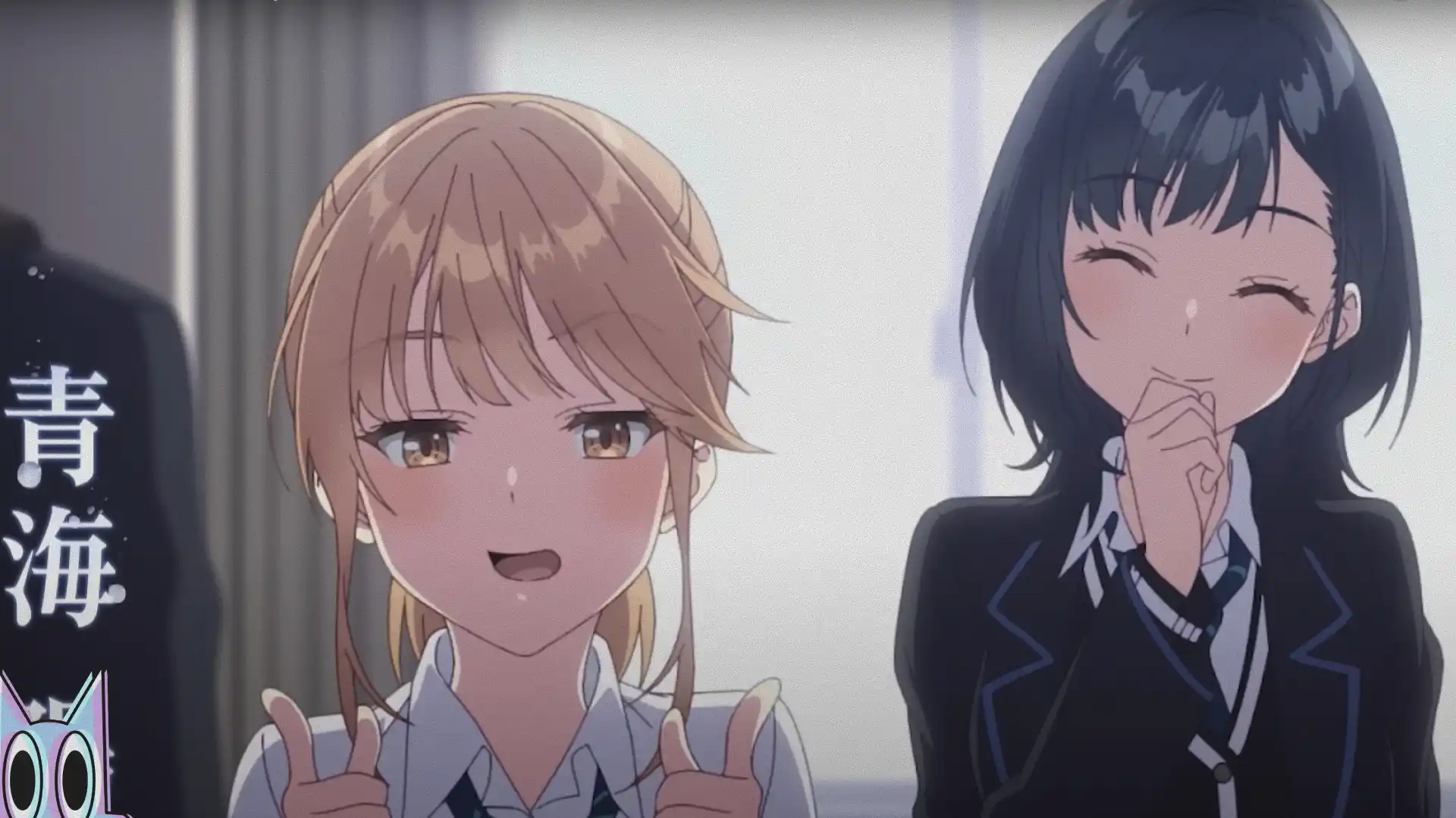 Saku Chitose e o elenco feminino em destaque no pôster oficial do anime Chitose Is in the Ramune Bottle.