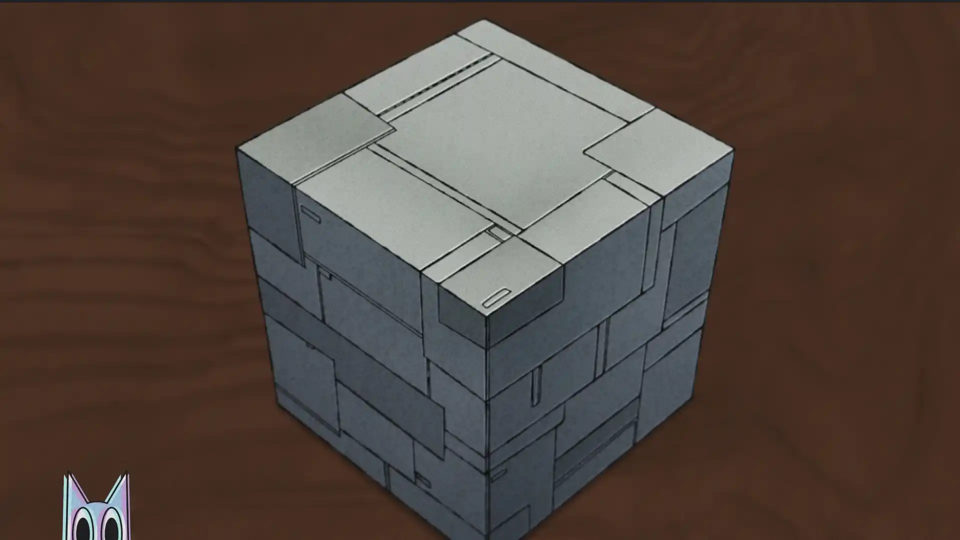 A tecnologia Nanoskin, no seu formato quadrado, em um guia de lore sobre o anime Dan Da Dan.