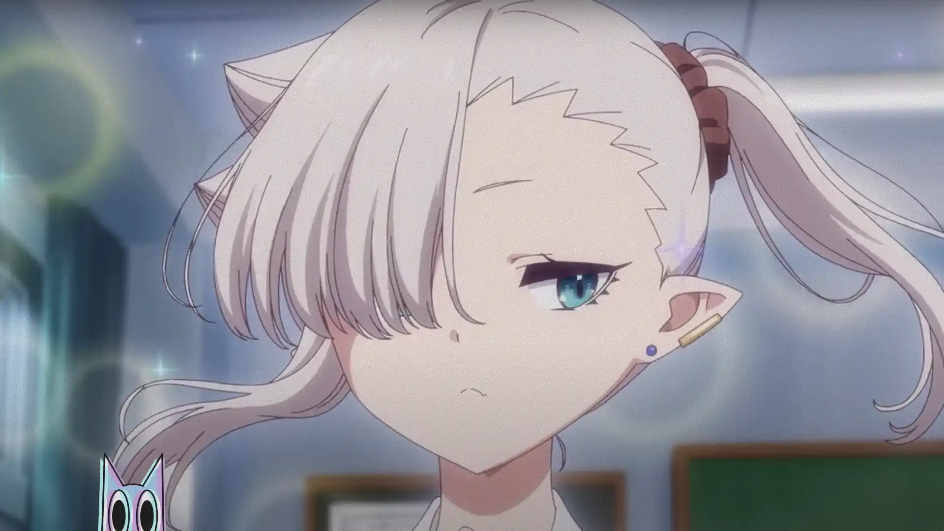 A vampira desastrada e sua amada humana em destaque no pôster oficial do anime yuri Li'l Miss Vampire Can't Suck Right.