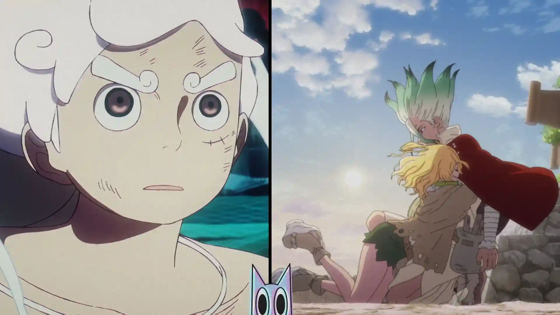 Montagem com cenas dos animes mais bem avaliados da semana, como One Piece e Dr. Stone.