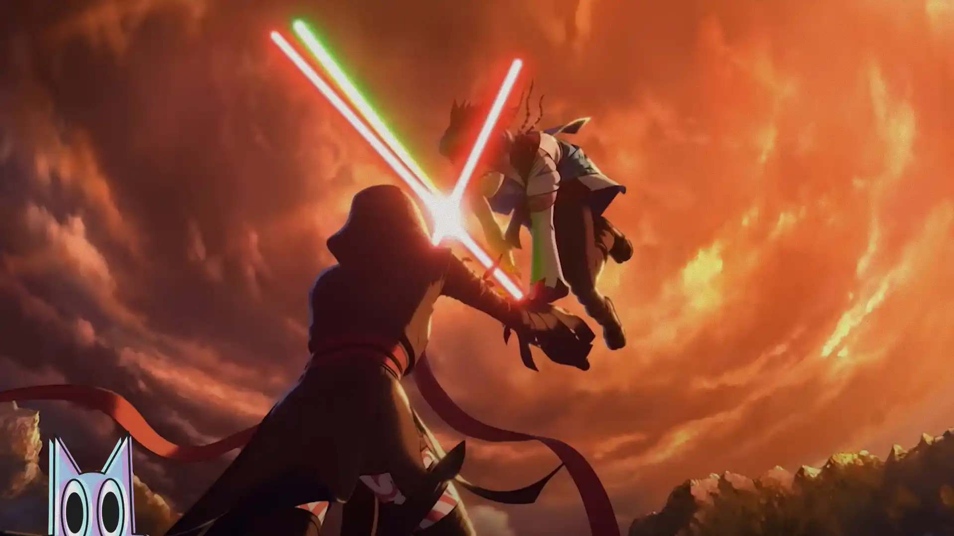 Uma colagem de cenas dos novos curtas de Star Wars: Visions Volume 3, destacando a variedade de estilos de animação.