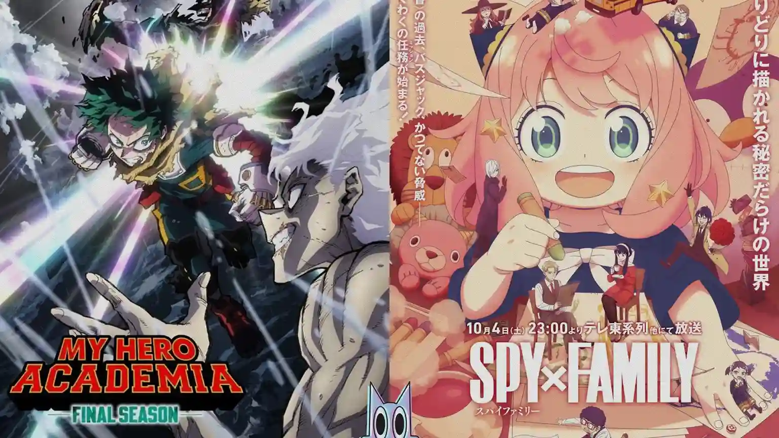 Montagem com os pôsteres dos animes mais aguardados de Outubro de 2025, como My Hero Academia e Spy x Family.