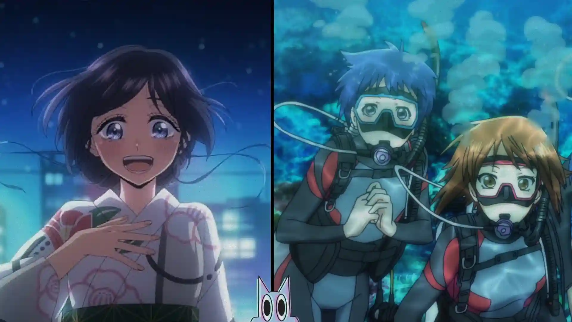 Pôsteres dos animes mais bem avaliados na reta final de Setembro, como The Fragrant Flower Blooms e Grand Blue Dreaming.