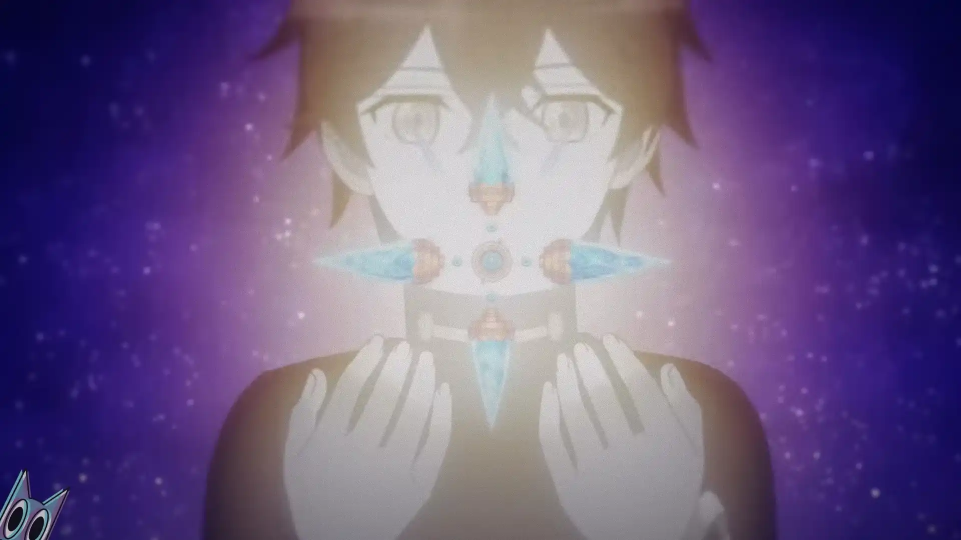 O protagonista Light com seu amuleto de gacha infinito ativado, em um guia de My Gift Lvl 9999 Unlimited Gacha.