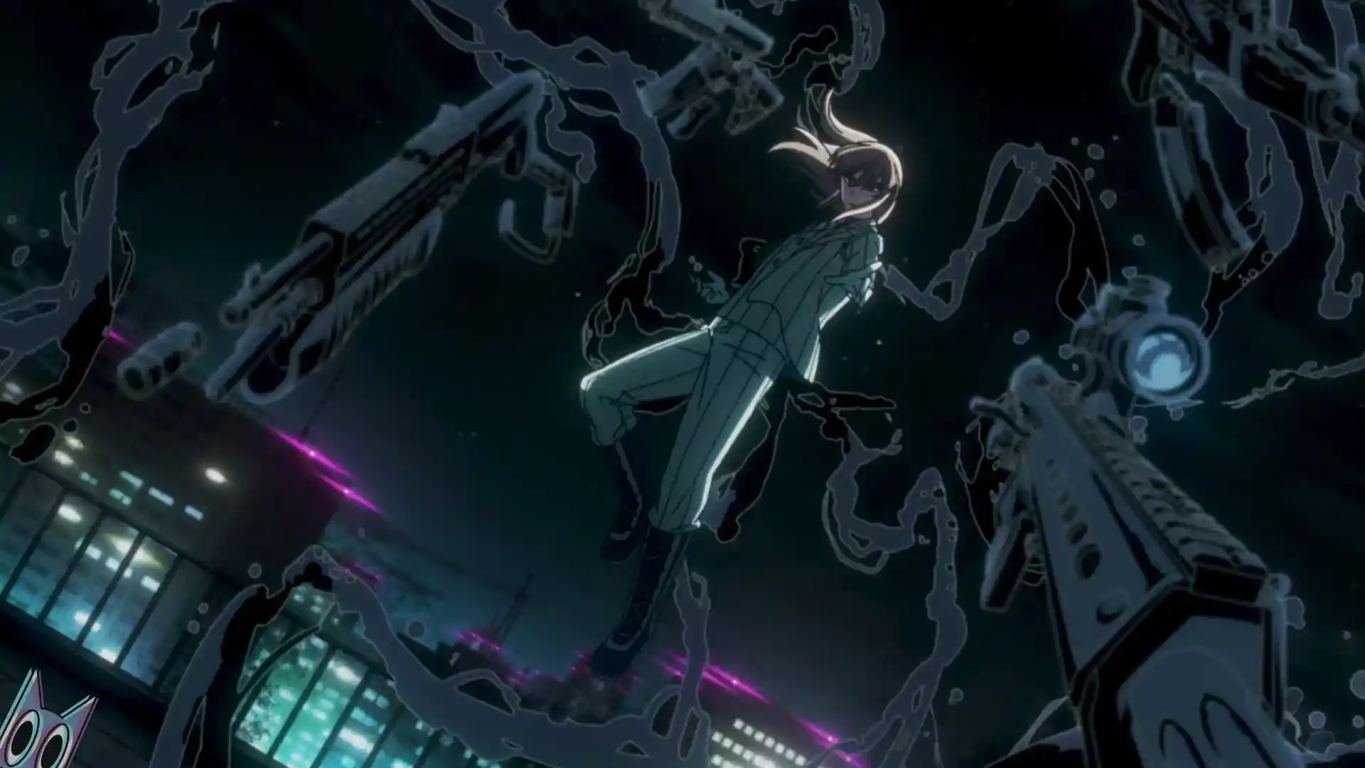 O Momotaro Mikado Momodera com suas armas da técnica Yamata no Orochi ativadas, em um guia sobre o personagem de Tougen Anki.