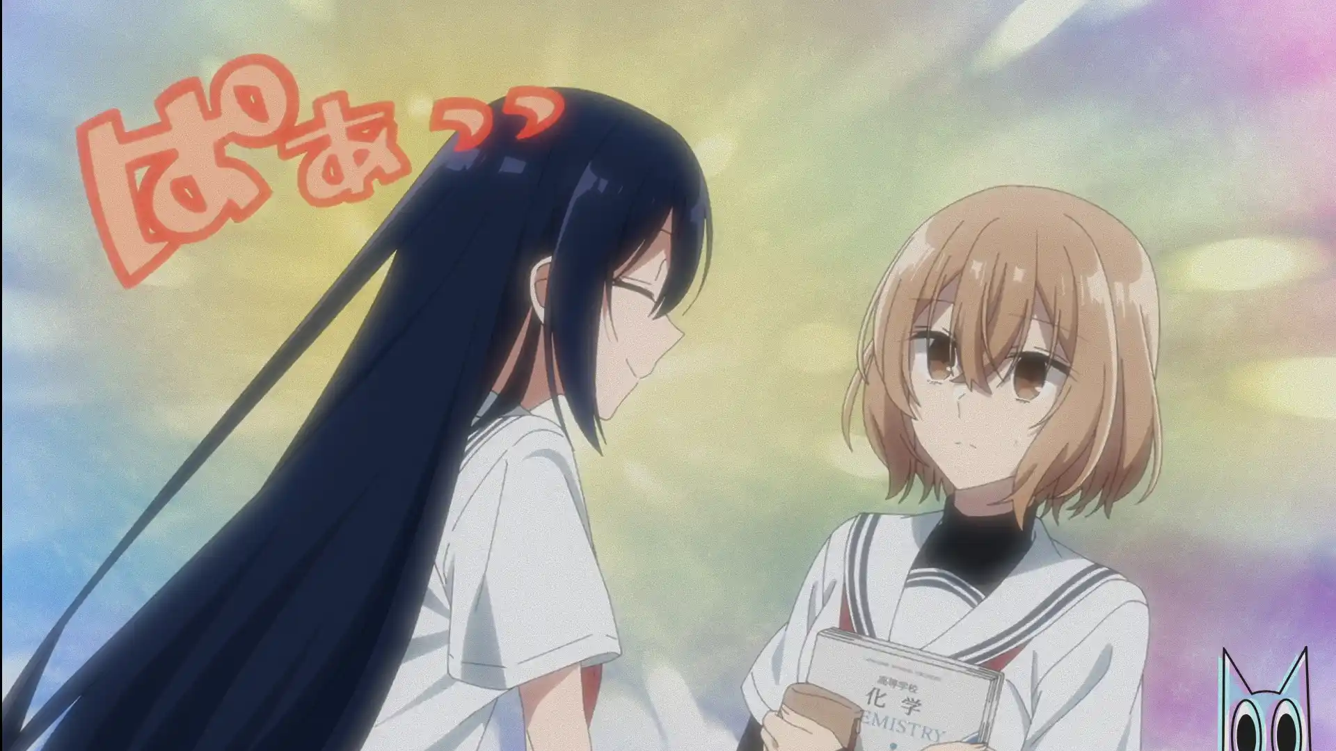 Hinako sendo puxada por Shiori em uma cena simbólica do segundo episódio de This Monster Wants to Eat Me.