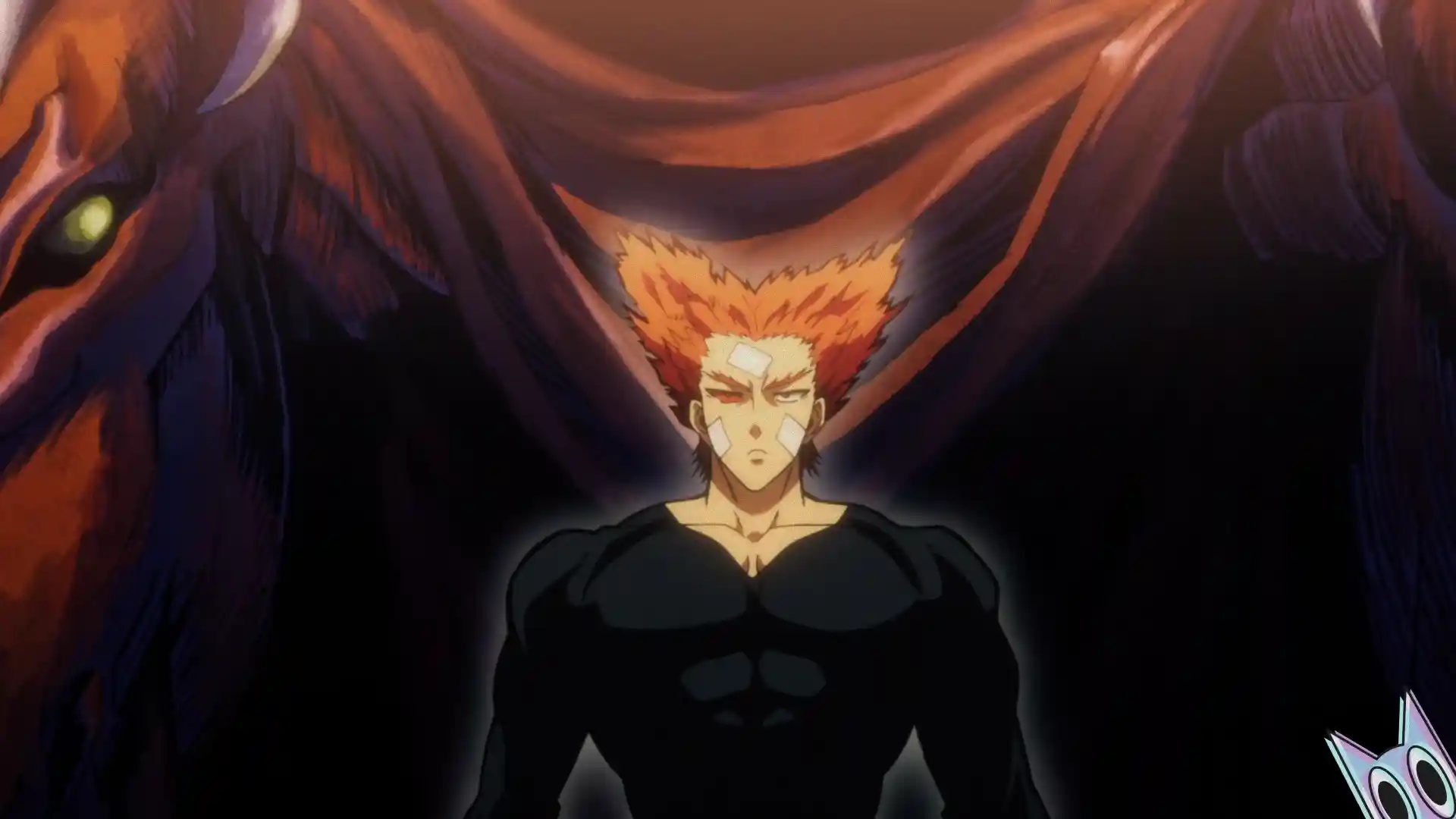 Garou em frente a reunião da organição dos monstros, na análise da estreia da 3ª temporada de One-Punch Man.