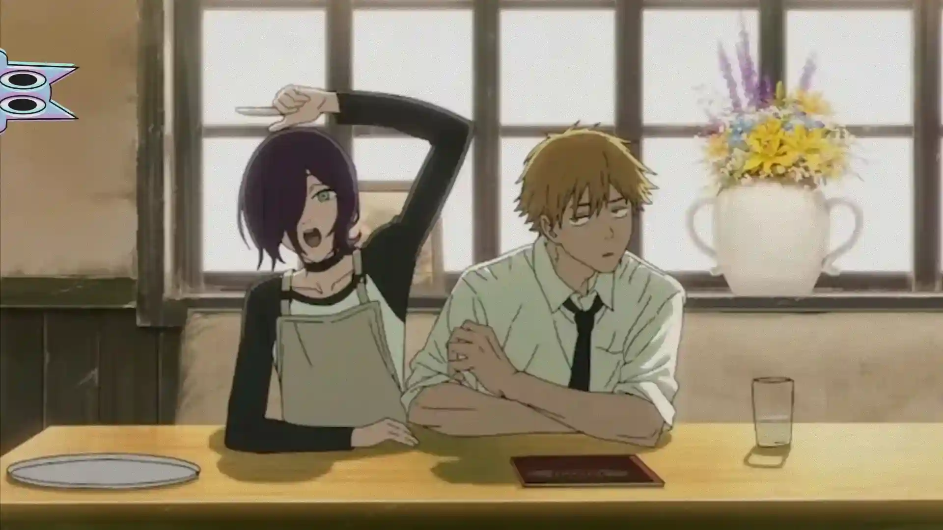 Denji e Reze juntos em cena do filme Chainsaw Man: Arco da Reze