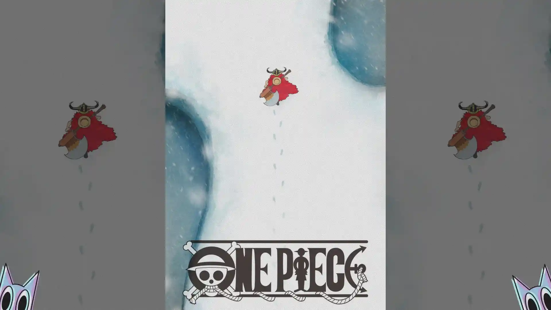 Novo poster do futuro arco de Elbaf, com Luffy caminhando pela neve no território de Elbaf.