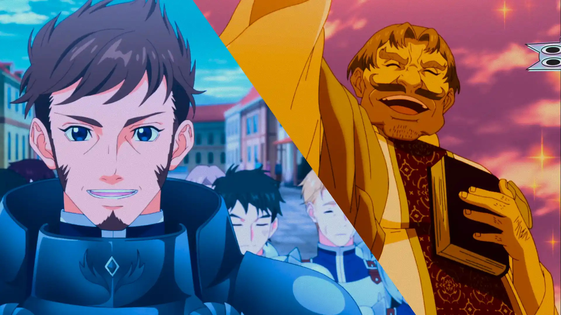 Montagem com Santa Diana (Dianismo) de um lado e Terenezza (Palmianos) do outro, em um guia de lore de May I Ask for One Final Thing?.