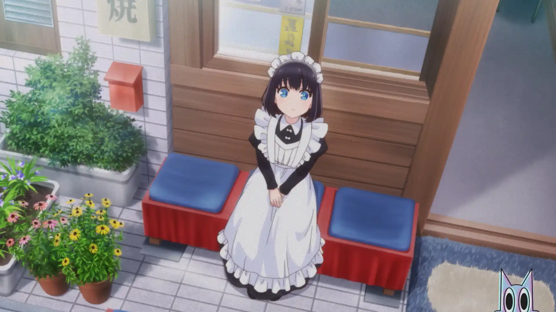 Arte promocional do anime The Food Diary of Miss Maid, mostrando a protagonista cozinhando.